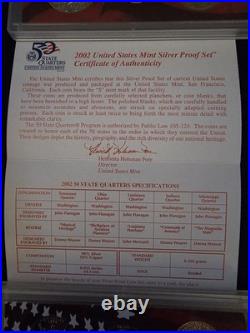 2002 US Mint Silver Proof Set 10 coin OGP COA. Free shipping