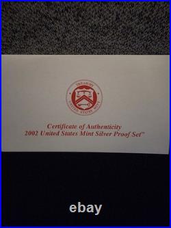 2002 US Mint Silver Proof Set 10 coin OGP COA. Free shipping