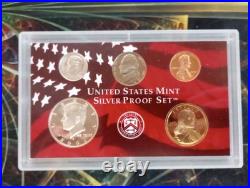 2002 United States Mint SILVER Proof Set COA & Box 10 Coins, 7 coins 90% silver