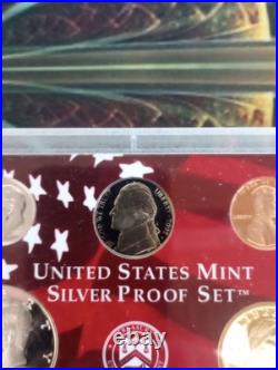 2002 United States Mint SILVER Proof Set COA & Box 10 Coins, 7 coins 90% silver