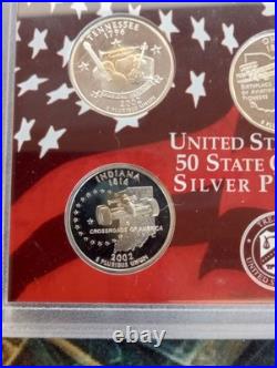 2002 United States Mint SILVER Proof Set COA & Box 10 Coins, 7 coins 90% silver