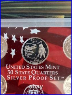 2002 United States Mint SILVER Proof Set COA & Box 10 Coins, 7 coins 90% silver
