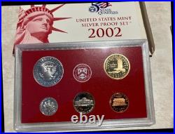 2002 United States Mint Silver Proof Set complete in Mint Box with COA