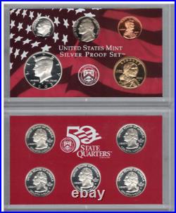 2003 2004 And 2005 Us Silver 10 Coin Proof Set With State Quarters