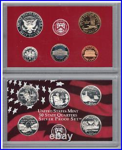 2003 2004 And 2005 Us Silver 10 Coin Proof Set With State Quarters