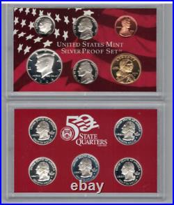 2003 2004 And 2005 Us Silver 10 Coin Proof Set With State Quarters