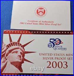 2003-S SILVER 10 Coin Proof Set ORIGINAL withBox and COA