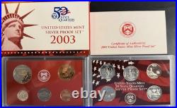 2003-S US Mint Silver Proof Set 10 Coins with COA & OGP
