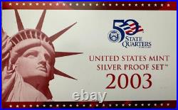 2003-S United States Silver Proof Set (1.3375 Total Ounces of Silver) BELOW SPOT