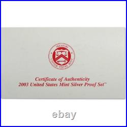 2003 Silver Proof Set U. S. Mint Original Government Packaging OGP COA