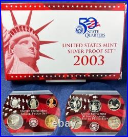 2003-s Us Mint Silver Proof Set Coa/ogp 90% Silver Lot P-98