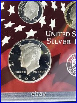 2003-s Us Mint Silver Proof Set Coa/ogp 90% Silver Lot P-98