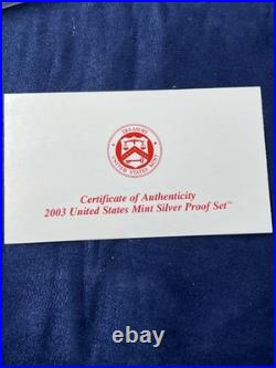 2003-s Us Mint Silver Proof Set Coa/ogp 90% Silver Lot P-98