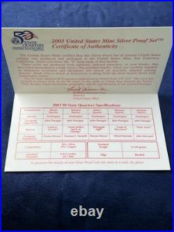 2003-s Us Mint Silver Proof Set Coa/ogp 90% Silver Lot P-98