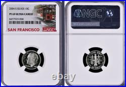 2004-S 11-coin Silver Proof Set NGC Graded San Francisco Trolley Car label