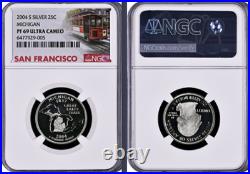 2004-S 11-coin Silver Proof Set NGC Graded San Francisco Trolley Car label