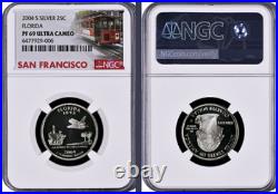 2004-S 11-coin Silver Proof Set NGC Graded San Francisco Trolley Car label