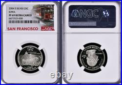 2004-S 11-coin Silver Proof Set NGC Graded San Francisco Trolley Car label