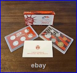 2004-S United States Mint Silver Proof Set 11 Coins COA Original Box OGP 90% Ag