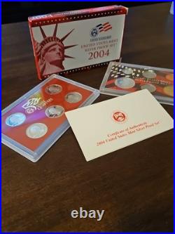 2004-S United States Mint Silver Proof Set 11 Coins COA Original Box OGP 90% Ag