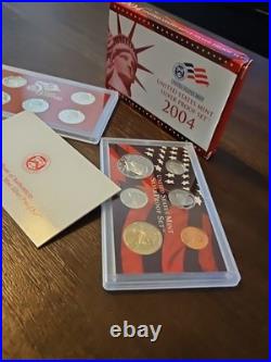 2004-S United States Mint Silver Proof Set 11 Coins COA Original Box OGP 90% Ag