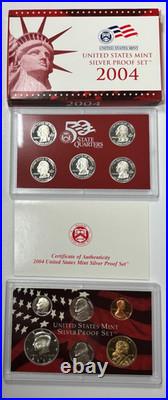 2004 Silver Proof Set U. S Mint OGP COA Nice! 90% Silver 11 coins