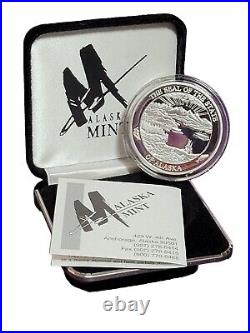 2004 State of Alaska Mint Polar Bear Medallion Silver Proof Set. 999 Silver