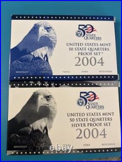 2004 United States Mint Brilliant Uncirculated, Clad & Silver Proof Set Bundle