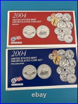 2004 United States Mint Brilliant Uncirculated, Clad & Silver Proof Set Bundle