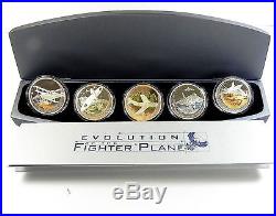 2005 EVOULTION OF THE FIGHTER PLANE AIRCRAFT 5 X 1oz Silver Proof Coin Set