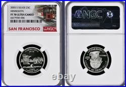 2005-S 11-coin Silver Proof Set NGC Graded San Francisco Trolley Car label