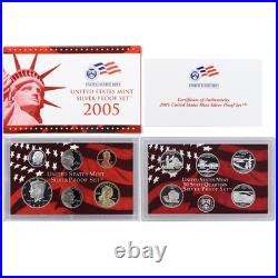 2005 S Proof Set Original Box & COA 11 Coins 90% Silver