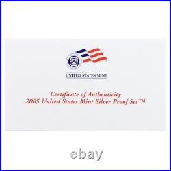 2005 S Proof Set Original Box & COA 11 Coins 90% Silver