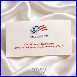 2005-S US Mint Silver Proof Set 11 Coin 90% Silver OGP COA Westward Journey IKE