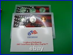 2005 US S Mint Silver Proof Coin Set with 5 State Quarters CA MN OR KS WV Red Set 2005 US S Mint Silver Proof Coin Set with 5 State Quarters CA MN OR KS WV Red Set