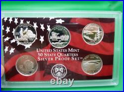 2005 US S Mint Silver Proof Coin Set with 5 State Quarters CA MN OR KS WV Red Set 2005 US S Mint Silver Proof Coin Set with 5 State Quarters CA MN OR KS WV Red Set