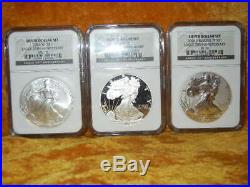 2006 20th ANNIVERSARY 3 coin set AMERICAN SILVER EAGLE MS70-REV. PROOF PR70-PR70
