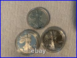 2006 AMERICAN SILVER EAGLE 20th ANNIVERSARY 3 COIN SET With REVERSE PROOF-& COA