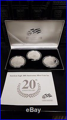 2006 American Silver Eagle 20th Anniversary Silver 3 Coin Set