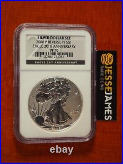 2006 P Reverse Proof Silver Eagle Ngc Pf70 From 20th Anniversary Set Black Label