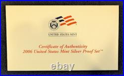 2006-S Silver Proof Set Complete 10-Coin Set with COA 1.338 troy oz silver