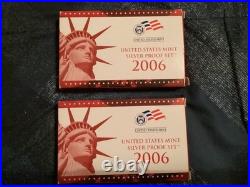2006 S United States Mint ANNUAL 10 Coin SILVER Proof Set with Box and COA 2 set 2006 S United States Mint ANNUAL 10 Coin SILVER Proof Set with Box and COA 2 set