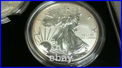 2006 W, P $1 20th Anniversary 3 Coin American Silver Eagle Set PR, Rev PR, BR. 1