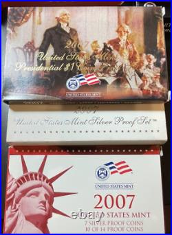 2007, 2009, 2010 & 2014 Silver Proof Sets Proof Set in Original Packaging