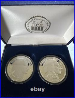 2007 Buffalo 2 Coin Silver Proof Set 2 1 Oz. 999 Silver Coins