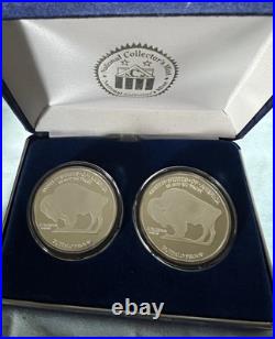 2007 Buffalo 2 Coin Silver Proof Set 2 1 Oz. 999 Silver Coins