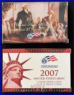 2007 US Mint Silver Proof Set (14 Coins) & 2006 US Mint Silver Proof Set with COAs