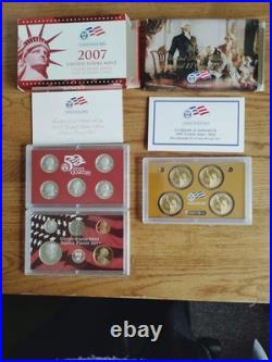 2007 US Mint & Silver Proof Set 14 Coins with COA & OGP 90% Silver