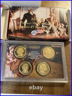 2007 US Mint Silver Proof Set & Presidential Dollar 18 Coin OGP COA State Qtr