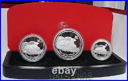 2008 Australia Lunar II Year of the Mouse Silver Proof 3-coin set 1Oz 1/2Oz 2Oz